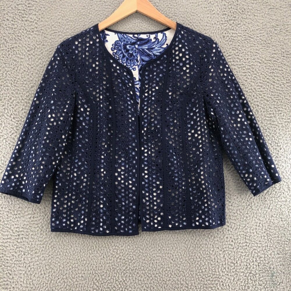 Coldwater Creek Navy Eyelet Jacket